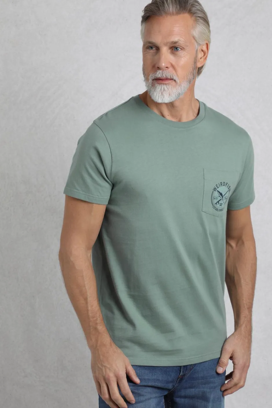 Weird Fish T-Shirts|Tidal Organic Cotton Branded Pocket T-Shirt Dusty Teal
