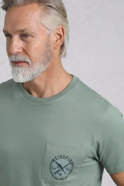 Weird Fish T-Shirts|Tidal Organic Cotton Branded Pocket T-Shirt Dusty Teal