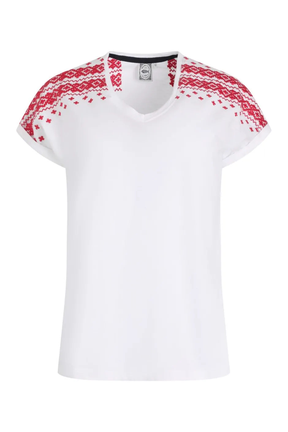 Weird Fish Tunics|Tops & T-Shirts|Tildare Organic Cotton Embroidered T-Shirt Crimson