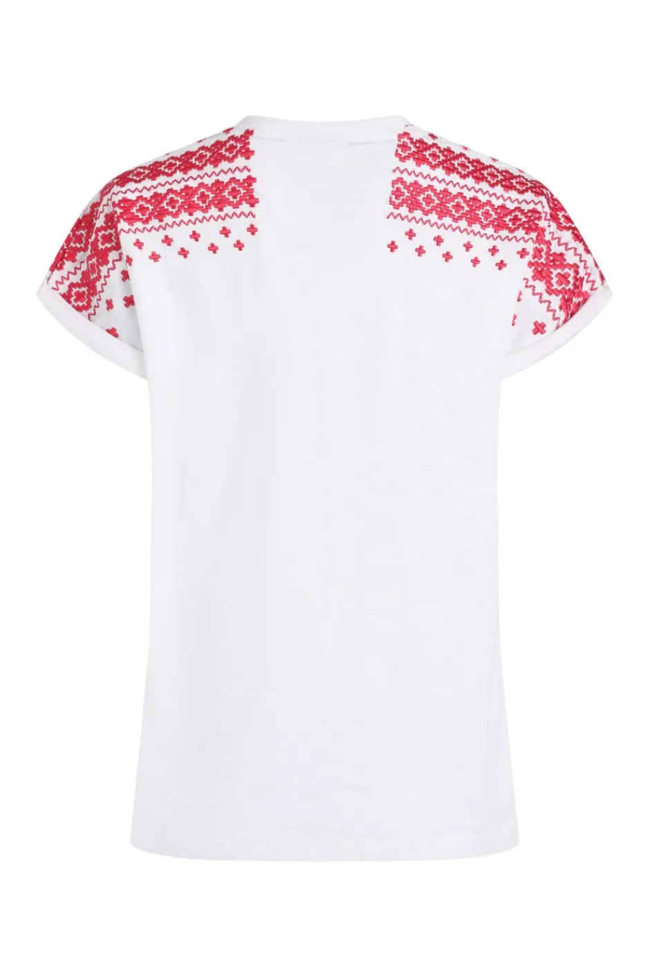 Weird Fish Tunics|Tops & T-Shirts|Tildare Organic Cotton Embroidered T-Shirt Crimson