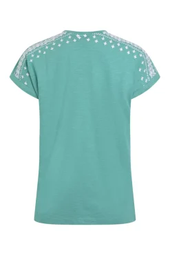 Weird Fish Tunics|Tops & T-Shirts|Tildare Organic Cotton Embroidered T-Shirt Viridis