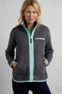 Weird Fish Fleece|Tilly Eco Full Zip Grid Fleece Navy