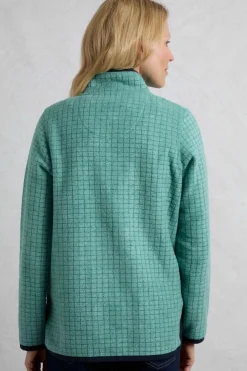 Weird Fish Fleece|Tilly Eco Full Zip Grid Fleece Viridis