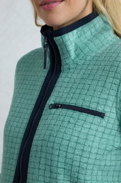 Weird Fish Fleece|Tilly Eco Full Zip Grid Fleece Viridis