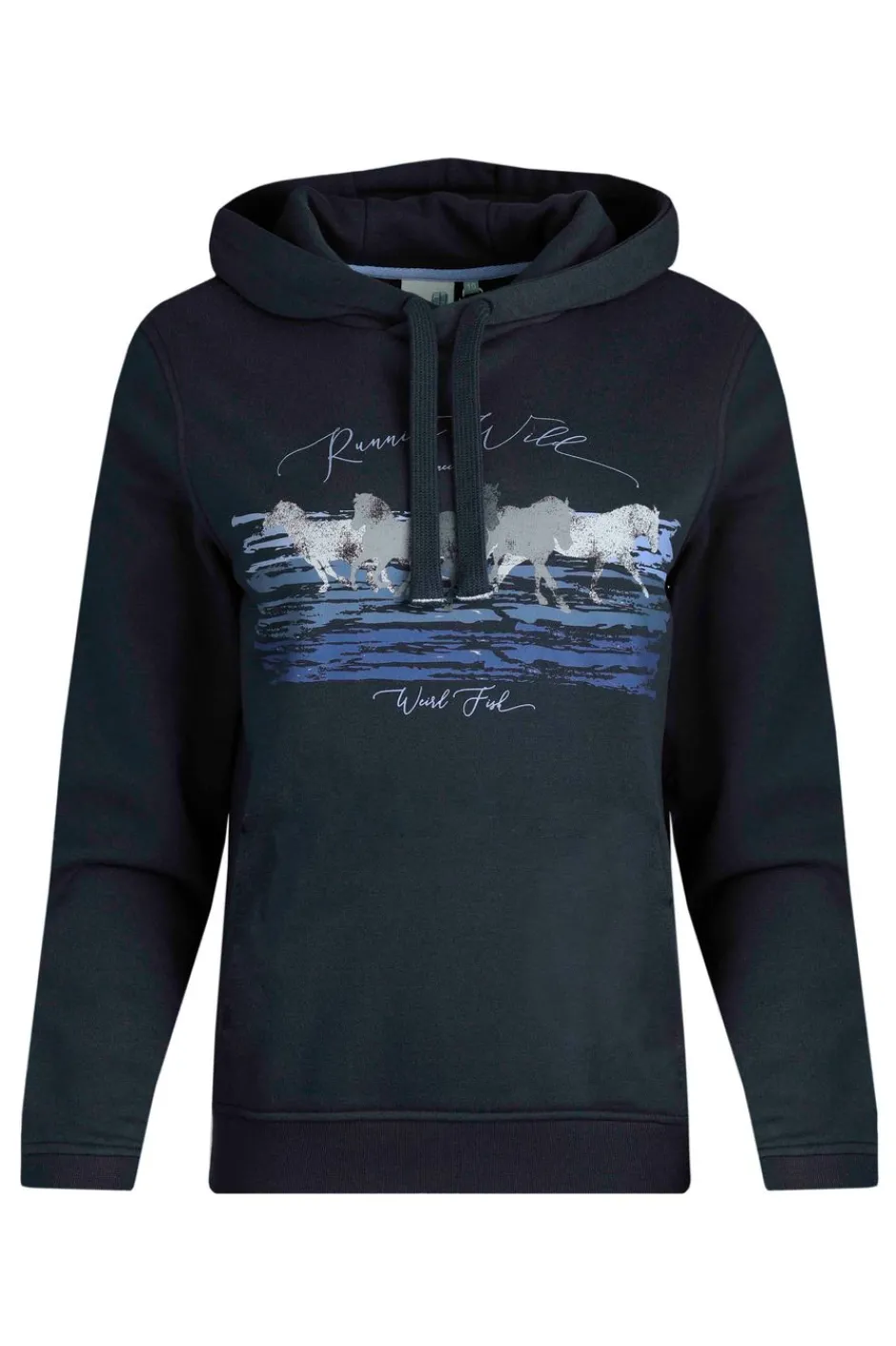 Weird Fish Sweatshirts & Hoodies|Topaz Eco Horse Front Print Popover Hoodie Navy