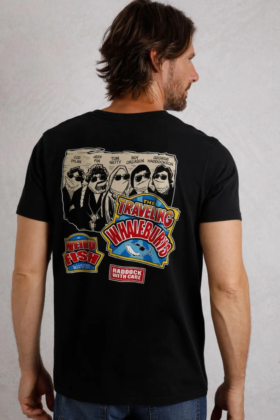 Weird Fish T-Shirts|Travelling Whaleburys Back Print Artist T-Shirt Black