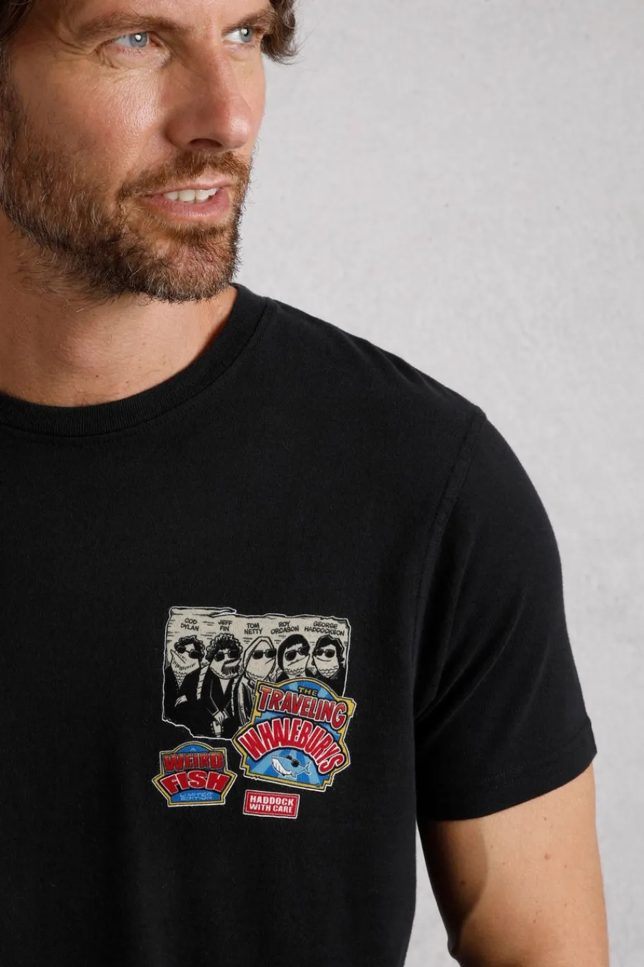 Weird Fish T-Shirts|Travelling Whaleburys Back Print Artist T-Shirt Black