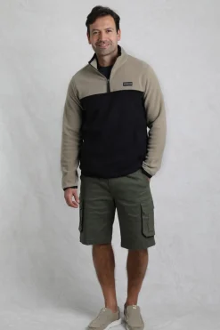 Weird Fish Fleece|Tristan 1/4 Zip Colour Block Microfleece Flint Stone