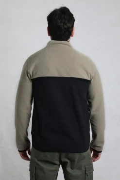 Weird Fish Fleece|Tristan 1/4 Zip Colour Block Microfleece Flint Stone