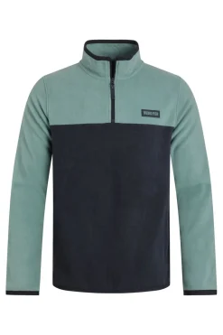 Weird Fish Fleece|Tristan 1/4 Zip Colour Block Microfleece Mineral Blue