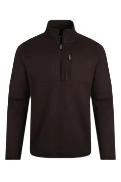 Weird Fish Fleece|Turlock 1/4 Zip Bonded Fleece Chocolate