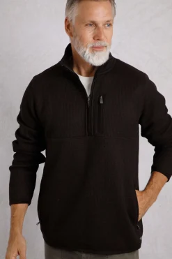 Weird Fish Fleece|Turlock 1/4 Zip Bonded Fleece Chocolate