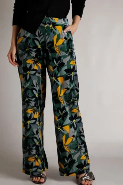 Weird Fish Leggings|Jumpsuits & Playsuits|Vadoma Eco Printed Velvet Wide Leg Trousers Ivy