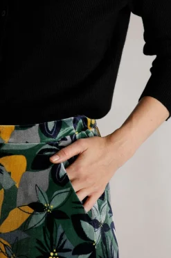 Weird Fish Leggings|Jumpsuits & Playsuits|Vadoma Eco Printed Velvet Wide Leg Trousers Ivy