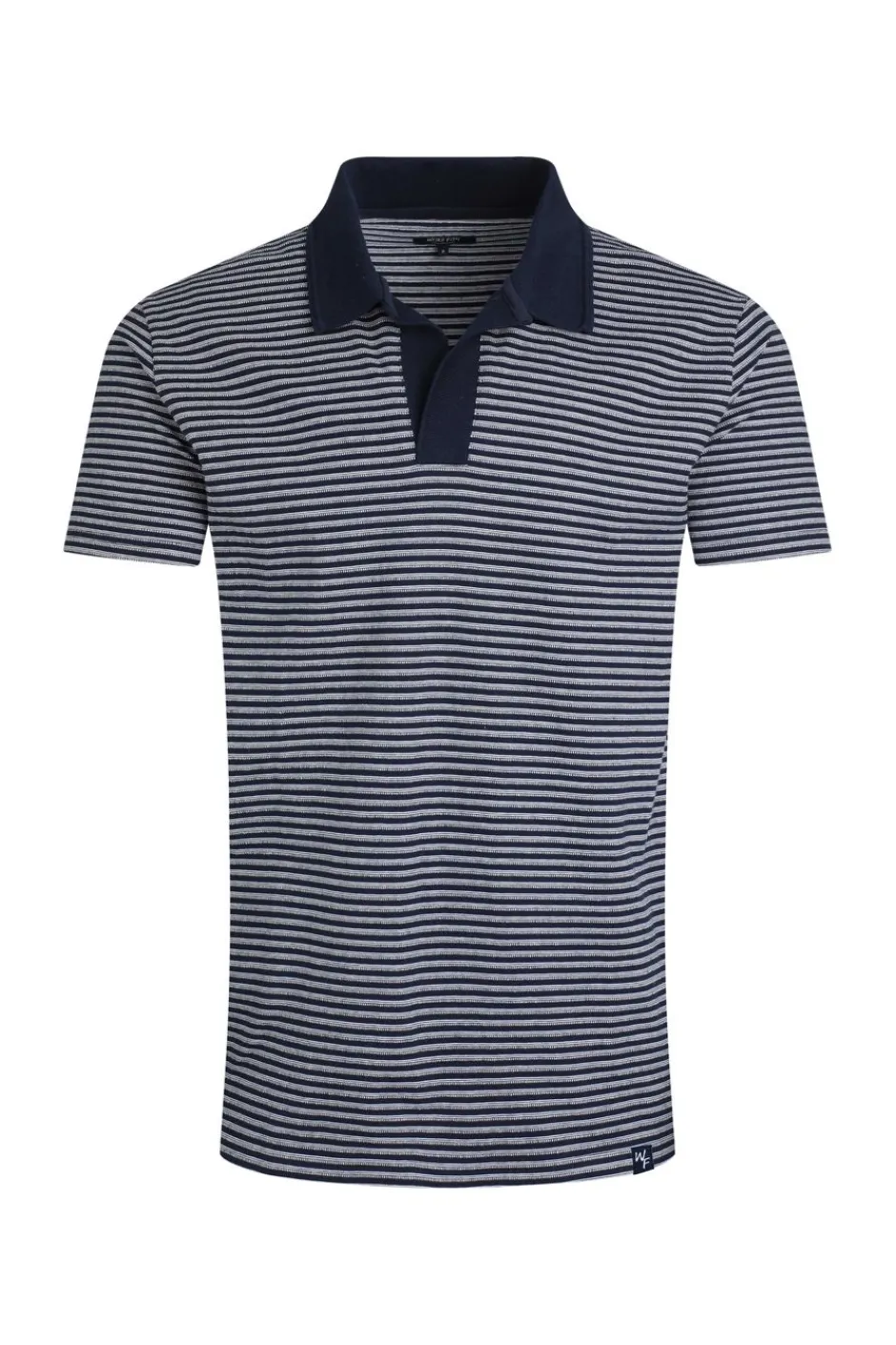 Weird Fish Polo & Rugby Shirts|Virgil Organic Cotton Striped Polo Shirt Navy