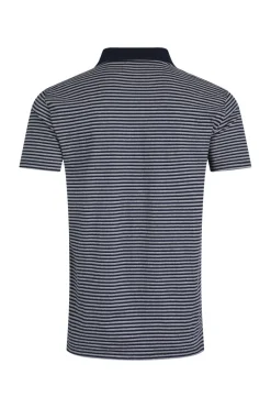 Weird Fish Polo & Rugby Shirts|Virgil Organic Cotton Striped Polo Shirt Navy