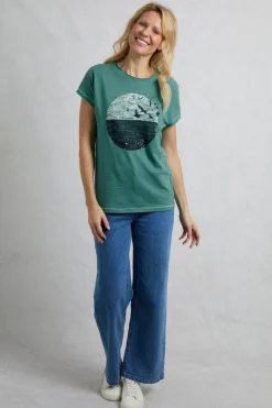 Weird Fish Tunics|Tops & T-Shirts|Volant Organic Cotton Front Print T-Shirt Viridis