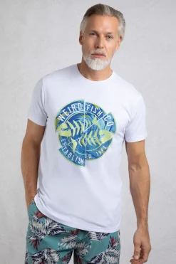 Weird Fish T-Shirts|Vortex Front Print Graphic T-Shirt White