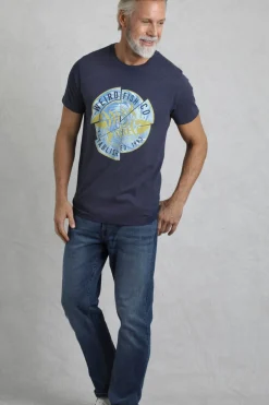 Weird Fish T-Shirts|Vortex Front Print Graphic T-Shirt Dark Blue
