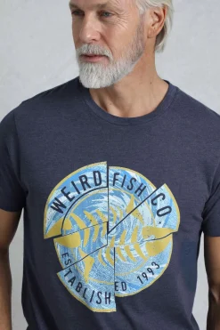 Weird Fish T-Shirts|Vortex Front Print Graphic T-Shirt Dark Blue