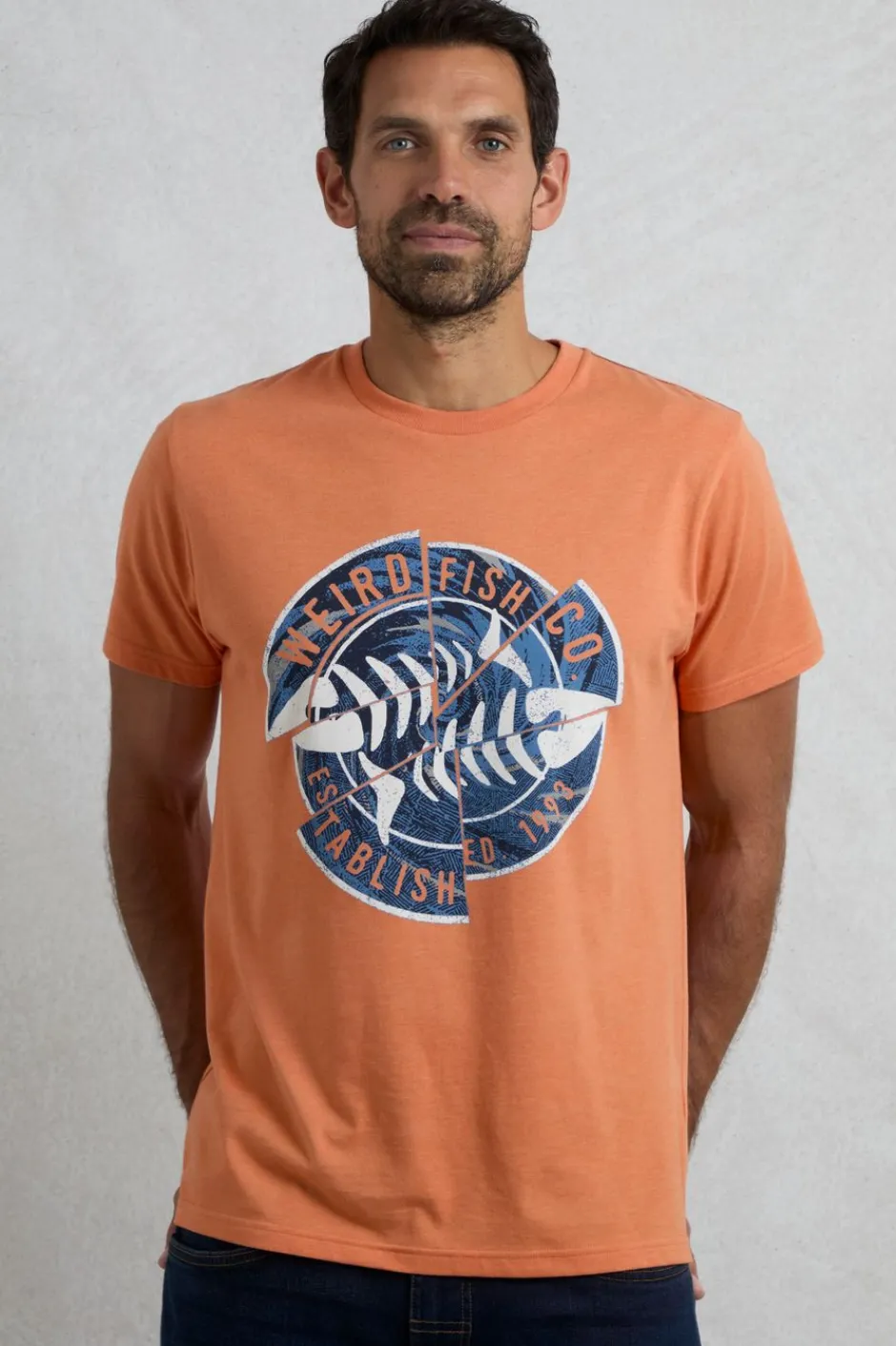 Weird Fish T-Shirts|Vortex Front Print Graphic T-Shirt Mango
