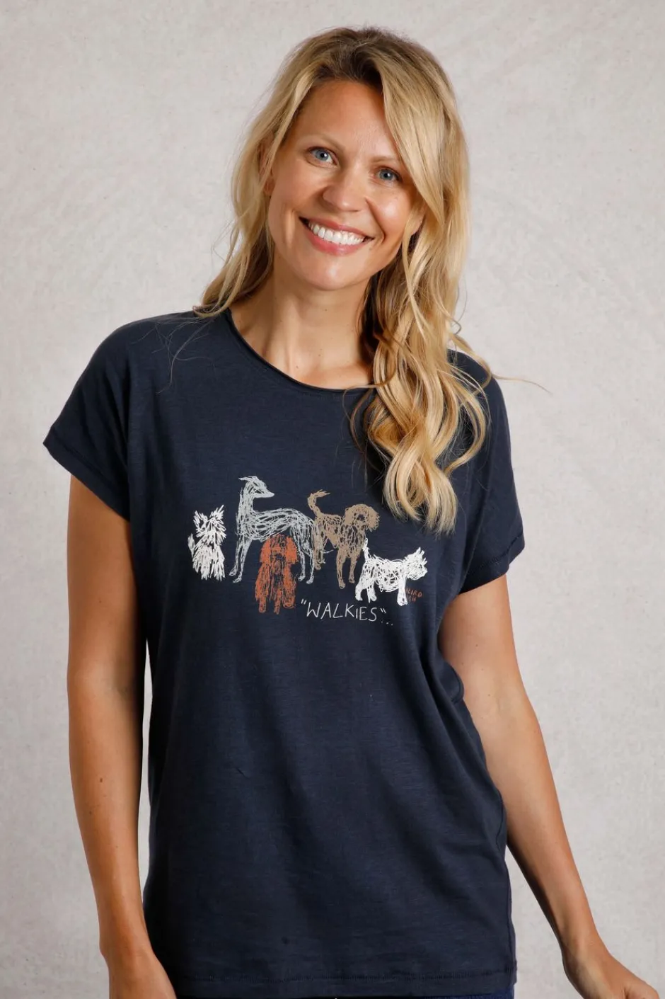 Weird Fish Tunics|Tops & T-Shirts|Walkies Organic Cotton Slub T-Shirt Navy