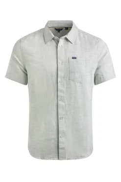 Weird Fish Shirts|Linen|Washton Textured Short Sleeve Shirt Army Green