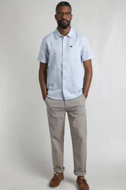 Weird Fish Shirts|Linen|Washton Textured Short Sleeve Shirt Cobalt Blue