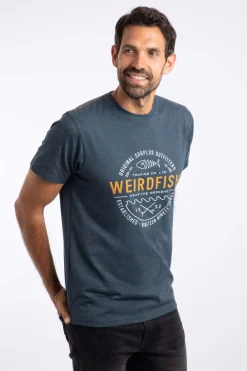 Weird Fish T-Shirts|Waves Front Print Graphic T-Shirt Navy