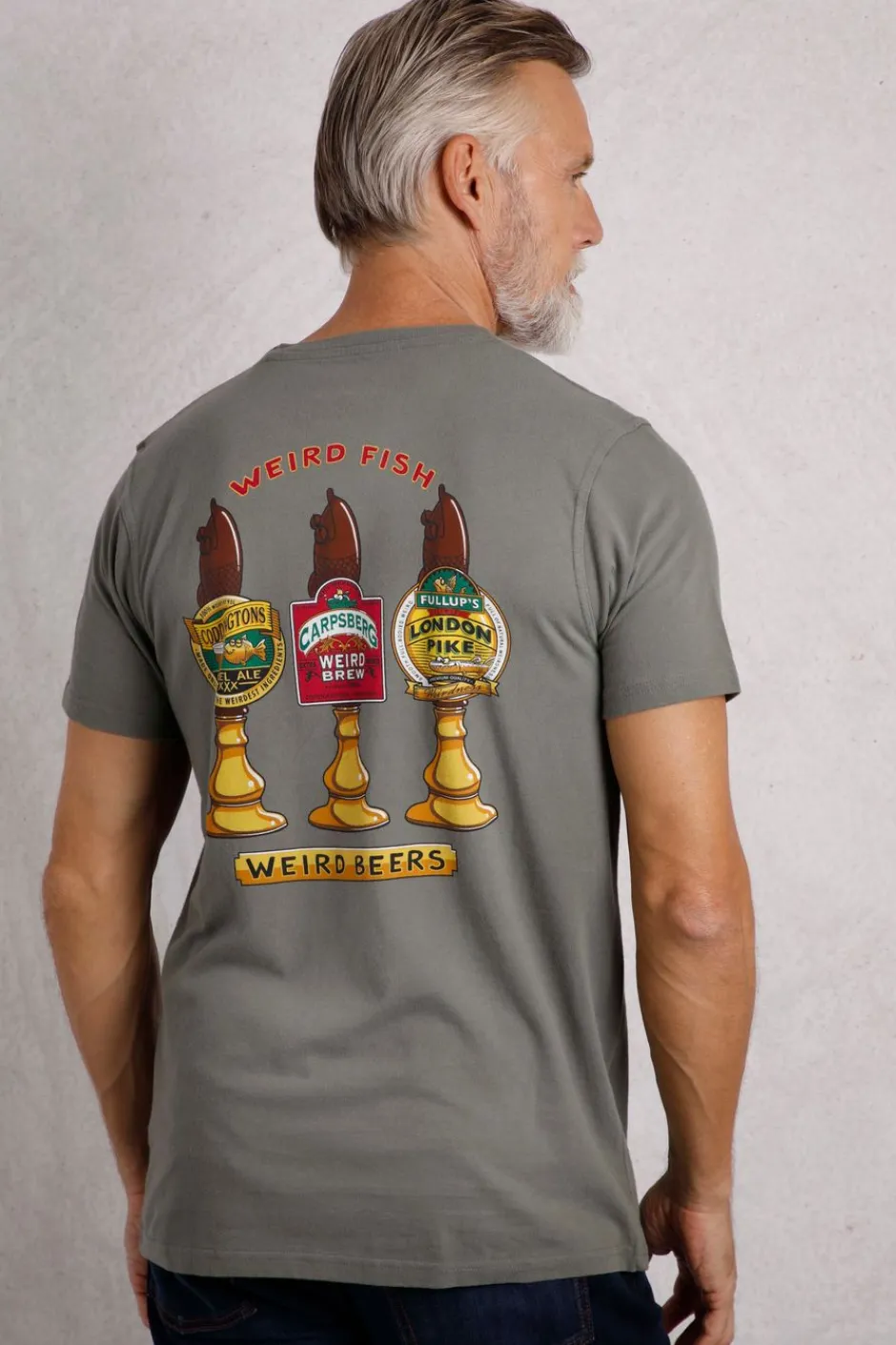 Weird Fish T-Shirts|Weird Beers Back Print Artist T-Shirt Storm Grey