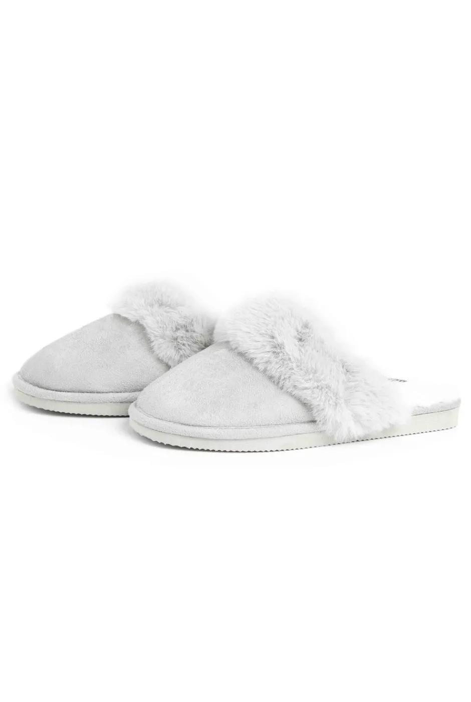 Weird Fish Flipflops And Footwear|Flipflops And Footwear|Willow Mule Fluffy Slippers Pearl Grey