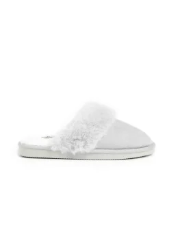 Weird Fish Flipflops And Footwear|Flipflops And Footwear|Willow Mule Fluffy Slippers Pearl Grey