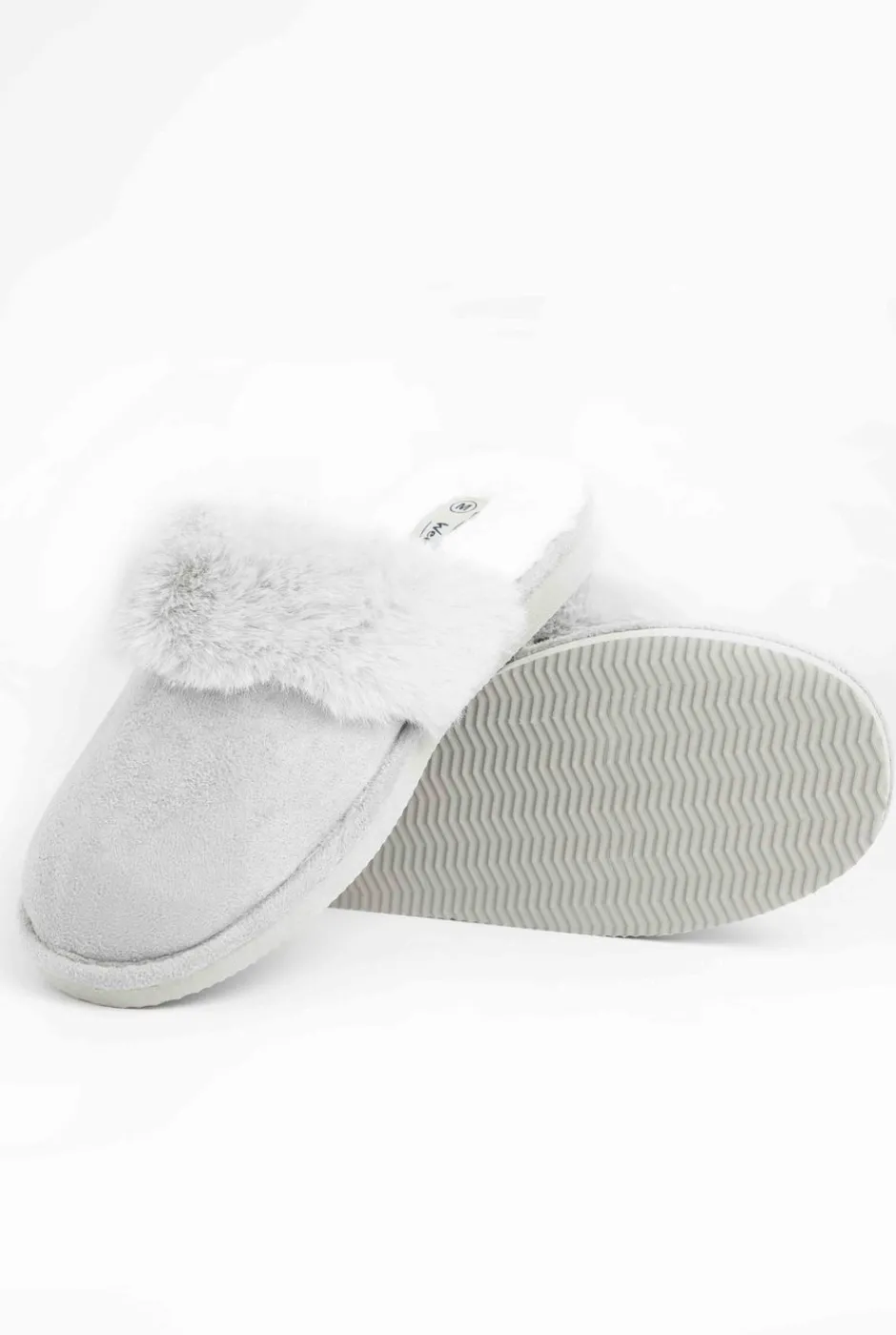 Weird Fish Flipflops And Footwear|Flipflops And Footwear|Willow Mule Fluffy Slippers Pearl Grey