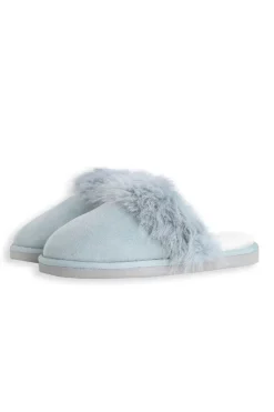 Weird Fish Flipflops And Footwear|Flipflops And Footwear|Willow Mule Fluffy Slippers Teal Blue