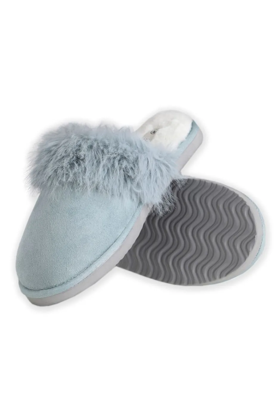 Weird Fish Flipflops And Footwear|Flipflops And Footwear|Willow Mule Fluffy Slippers Teal Blue