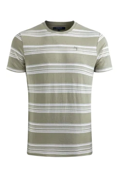 Weird Fish T-Shirts|Xavier Eco Crepe Stripe T-Shirt Sage