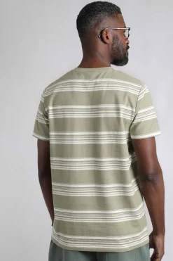 Weird Fish T-Shirts|Xavier Eco Crepe Stripe T-Shirt Sage
