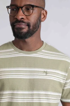 Weird Fish T-Shirts|Xavier Eco Crepe Stripe T-Shirt Sage