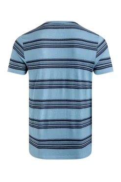 Weird Fish T-Shirts|Xavier Eco Crepe Stripe T-Shirt Denim Blue