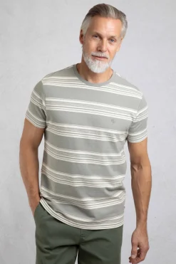 Weird Fish T-Shirts|Xavier Eco Crepe Stripe T-Shirt Limestone