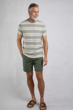 Weird Fish T-Shirts|Xavier Eco Crepe Stripe T-Shirt Limestone