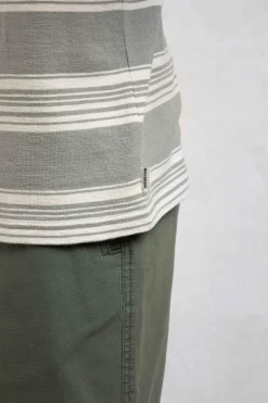 Weird Fish T-Shirts|Xavier Eco Crepe Stripe T-Shirt Limestone