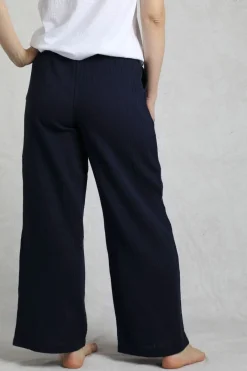 Weird Fish Leggings|Jumpsuits & Playsuits|Zelaya Organic Cotton Double Cloth Wide Leg Trousers Navy
