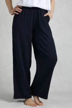 Weird Fish Leggings|Jumpsuits & Playsuits|Zelaya Organic Cotton Double Cloth Wide Leg Trousers Navy